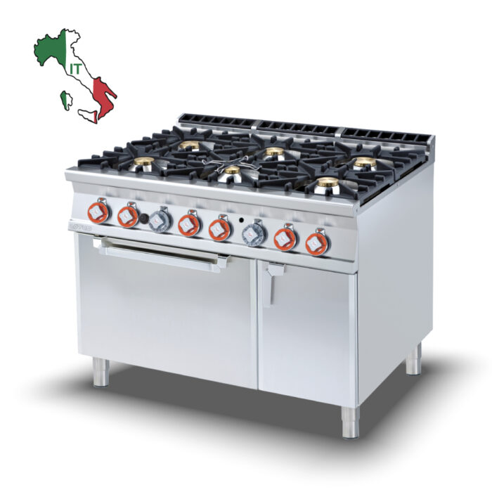 web-1-cf6-912gv-1000x1000 Κουζίνα αερίου 6 εστιών με φούρνο αερίου στατικό - Image 2