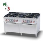 Κουζίνα αερίου 8 εστιών με 2 φούρνοους αερίου στατικούς