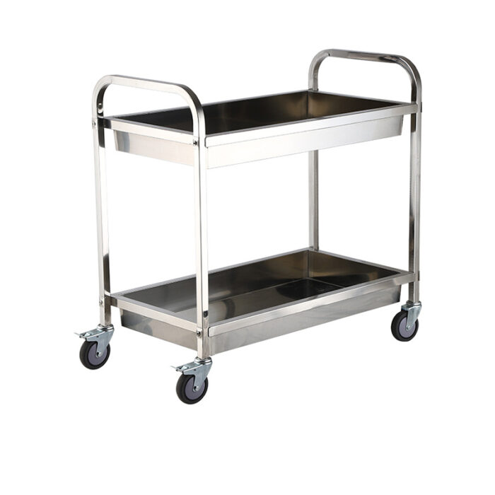 Τρόλεϊ Σερβιρίσματος Inox 2 επιπέδων με λεκάνη αποκομιδής VE121X - Image 1