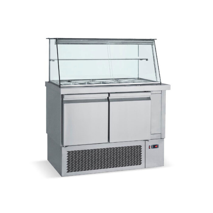 SM110WITHOUTCOLUMNS Ψυγείο σαλατών με βιτρίνα για λεκανάκια GN1/4 ΨΜ κάτω - Image 1